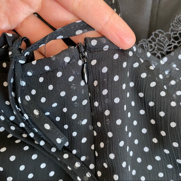 SHEIN POLKADOT LACE BLACKWHITE DOT ROMPER M - Picture 4 of 10